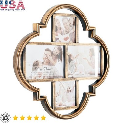 Vintage Gold Quatrefoil Collage Picture Frame Home Decor Gift Memory Display New