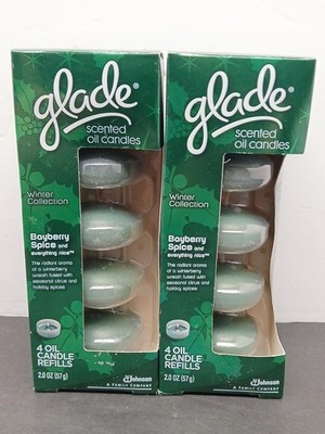 Lot Of 2 Glade Scented Bayberry Spice Oil Candle Refills (Pack of 4 In Each) NIP