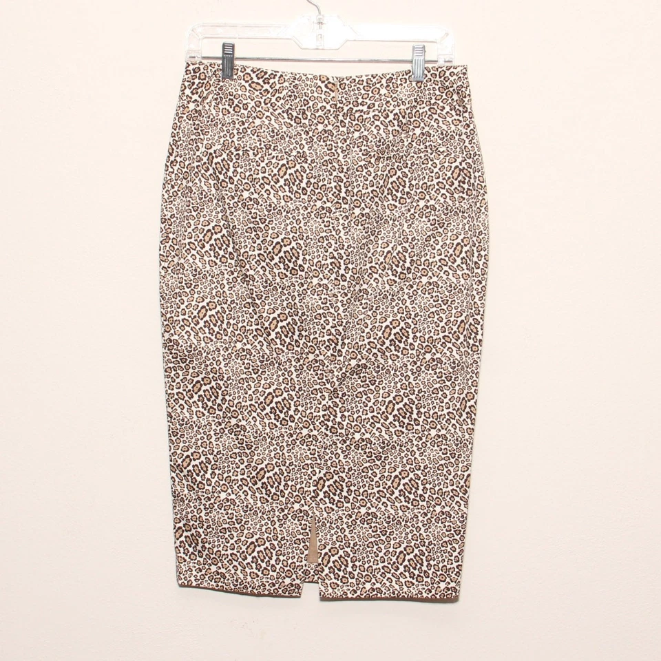 Falda lápiz delgada con estampado de leopardo Liz Claiborne talla 4 mezcla de algodón/seda Foto 2 de 4