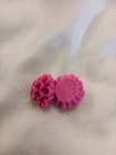 12 Vintage Fuchsia Pink 20mm Round Mums Flowers Floral Acrylic Cameos Cabochons — photo 6
