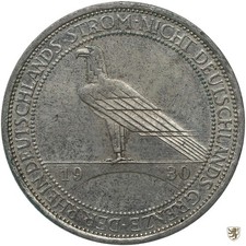 WEIMARER REPUBLIK 3 Reichsmark 1930 A Räumung des Rheinlands unzirkuliert
