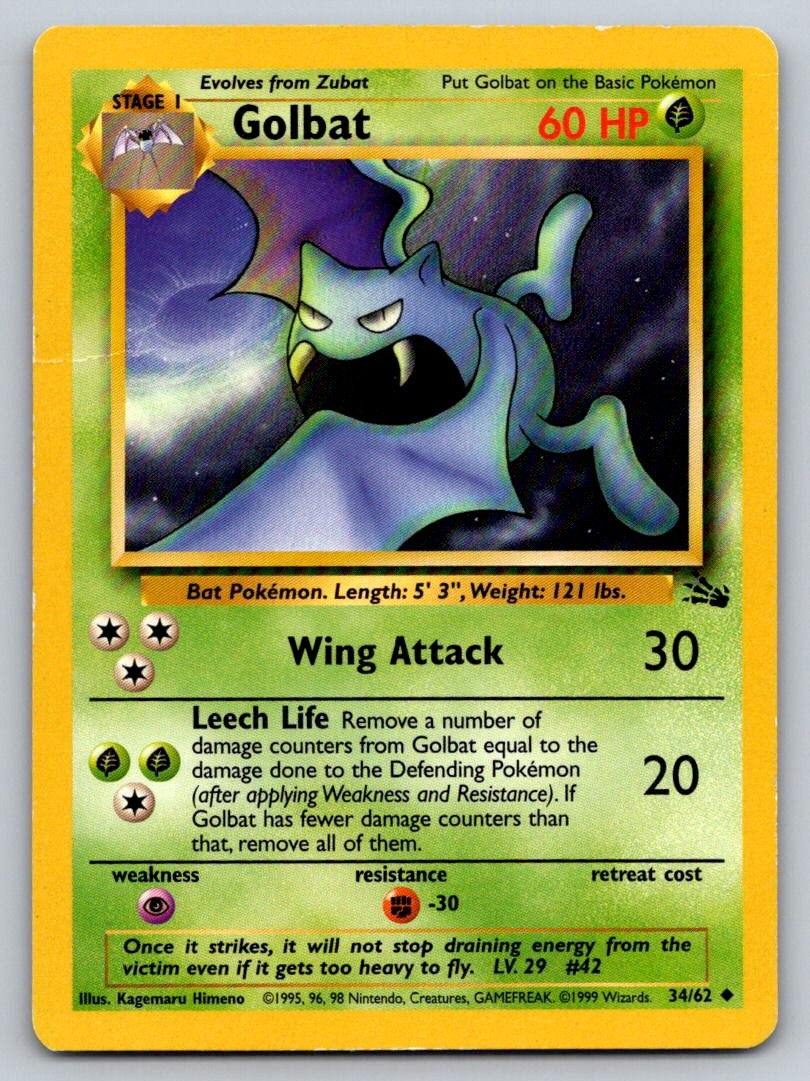 Golbat 34/62 HP Fossil Pokemon Unlimited