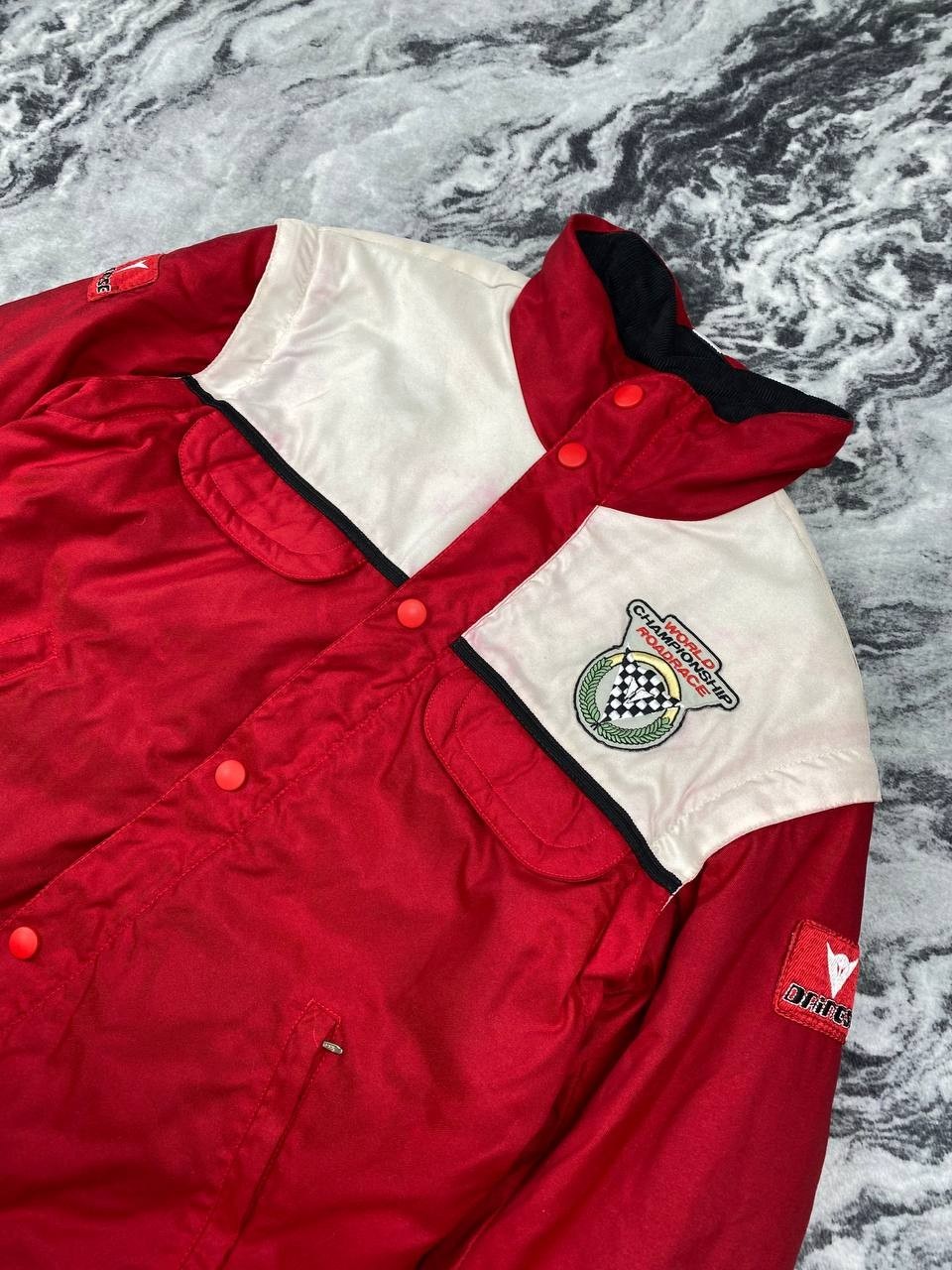 Vintage Dainese World Champion Racing 2 in 1 Bomber Jacket Men Size 48 Red image 3