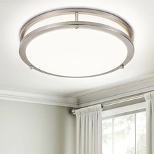 13 Inch LED Flush Mount Ceiling Light 24W Dimmable 5CCT Brushed Nickel Fixture