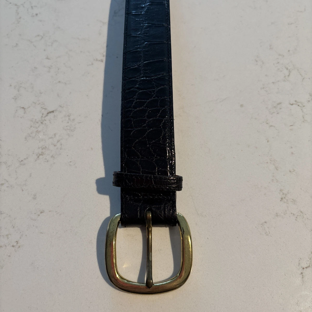 Joan & David Belt Black Leather Women\'s Small Alligator Embossed Gold Hardware Joan & David Leather Black Belts for Women for sale | eBay main image 2