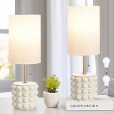 Ceramic Table Lamp Set of 2, 3-Color Temperature Ceramic Lamp Pull Chain Beds...