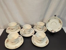 5x Rosenthal Classic Rose SANSSOUCI ROSE IVORY Flat Cup & Saucer Sets, EUC