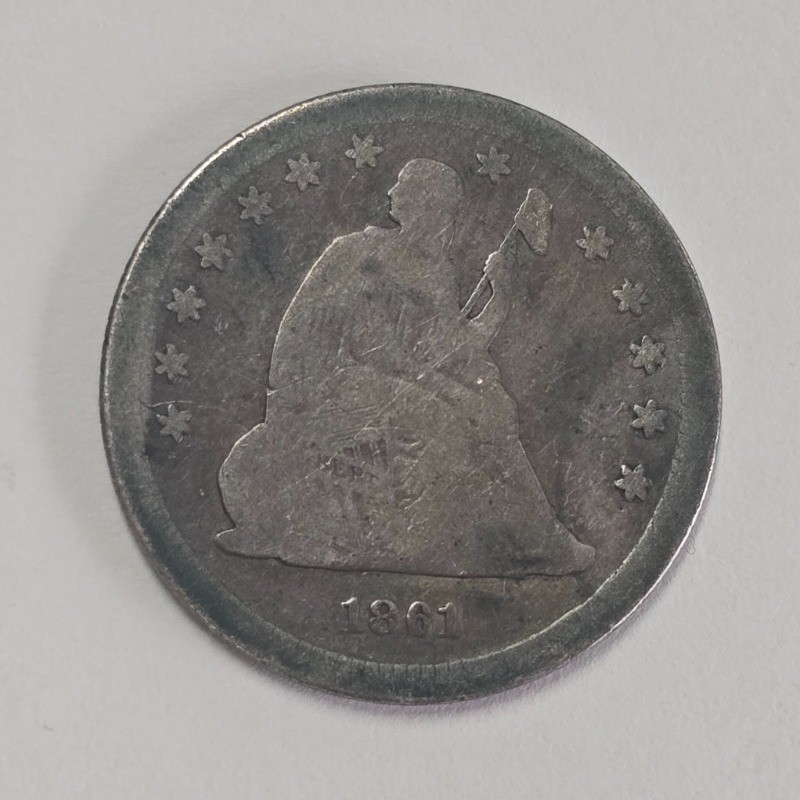 1861 Silver Seated Quarter Coin