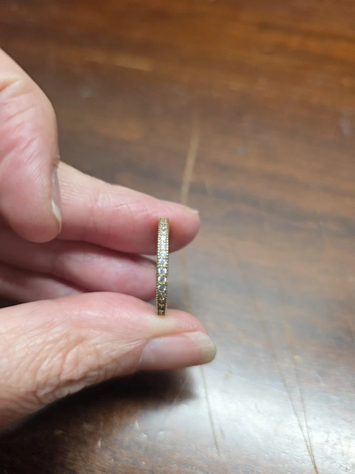 Pandora eternity ring 14k yellow gold plate sterling silver cubic zirconia Sz 8 - Image 3 of 3