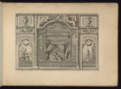 Jean Le Blond 1650s Vintage Interior Alcove Bed Engraving Reprint Wall Art
