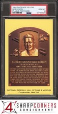 1964-DATE HALL OF FAME YELLOW PLAQUE POSTCARD BOB LEMON HOF POP 2 PSA 10