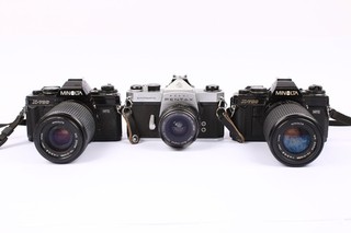SLR Film Cameras Working Inc Asahi Pentax SP Minolta X 700 Etc w Lenses x 3