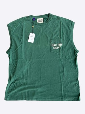 Gallery Dept Green & White Dept Logo Sleeveless T-Shirt