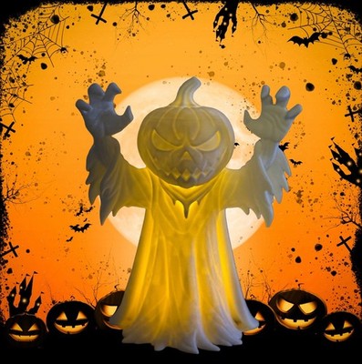 Halloween Kürbis Geist LED Licht - flackernde Kerze Laterne batteriebetrieben