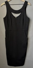 NEW Waverly Grey Keyhole Stretch Sleeveless Black Bodycon Sheath Dress Size 10