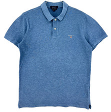 GANT Men Casual Polo Shirt T-Shirt Short Sleeve Blue Size S