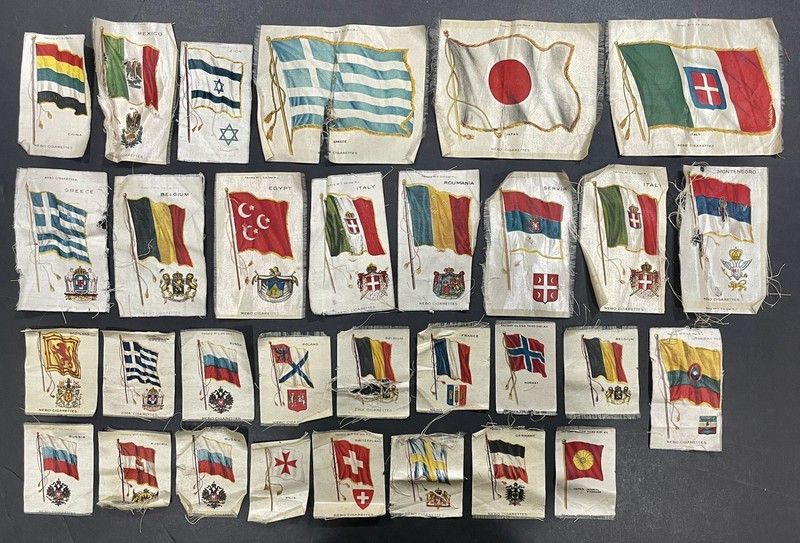 32 Antique 1910’s Nebo Cigarettes Tobacco Silk Blanket World Flag Premium Lot