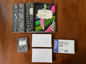 Composition Notebooks Total 4 and Index Cards Total 3