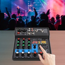 Mini Audio Mixer Bluetooth USB DJ Console 4 Channel Karaoke Live Studio