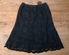 Vtg Y2K Old Navy Just Below The Waist Midi Skirt Women 6 Black Lined Goth Lace