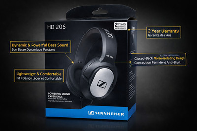 Sennheiser HD 206 Closed-Back Over-Ear Stereo Headphones   Powerful Bass Sound