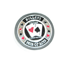 BULLETS PAIR OF ACES SILVER POKER CARD PROTECTOR COIN NEW