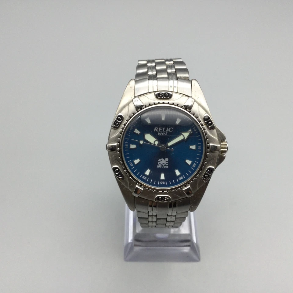 Reloj Relic Wet Hombre ZR14460 38mm Tono Plateado Esfera Azul Batería Nueva 6.75" Foto 2 de 4