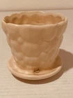MCCOY Pottery Cream Pebble Planter Flowerpot w/Attached Saucer 4”