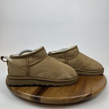 Womens Ugg Classic Ultra Mini Tan Shearling Lined Comfort Boots Size 7 M GUC