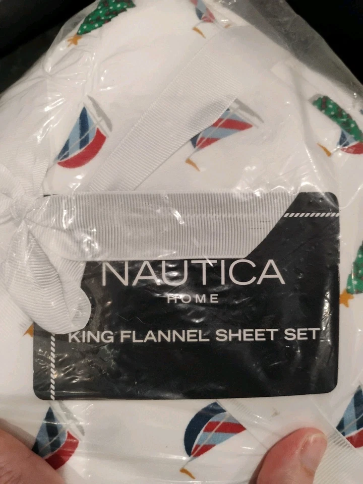 Nautica Home Christmas Flannel Sheet Set King Size New with Tags $84 Holiday - Image 2 of 4