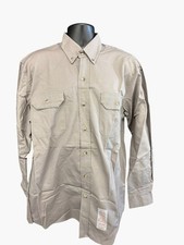 Tyndale FR Flame Resistant Work Shirt Men's Large Gray Button Down Made in USA