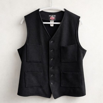 Johnson Woolen Mills Black Wool Vest   Medium Tall    Heritage Workwear