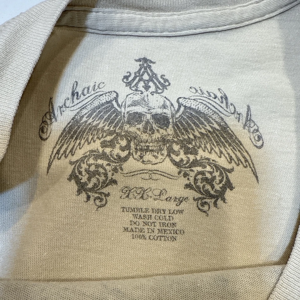 Camiseta masculina gráfica caveira arcaica XXL bronzeada manga curta Y2K - Imagem 3 de 4