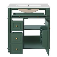 Elegant Bathroom Vanity with Premium Ceramic Basin, Adjustable Storage Cabinet,