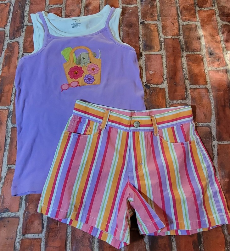 Gymboree Pretty Posies Puppy Set Shirt Sz 9 Shorts Sz 8 Outfit Summer