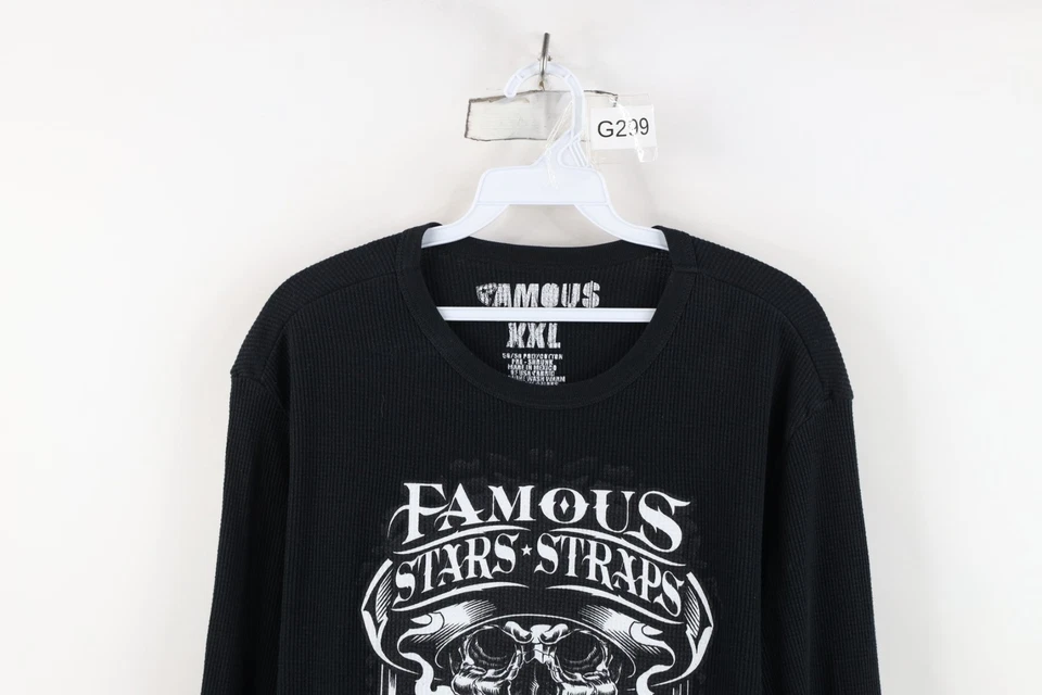 Camiseta De Colección Famosa Estrellas y Correas Para Hombres 2XL Calavera Térmica Tejido Gofre Manga Larga Foto 2 de 4