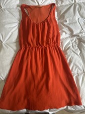 Alice + Olivia Orange Silk Sleeveless Racerback Mini Shift Dress Size Medium