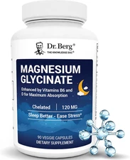 Dr. Berg Magnesium Glycinate with Vitamin D, B6 & Zinc for Stress Relief, Calm,
