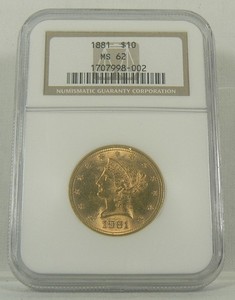 1881 $10 Liberty Head Gold Eagle - NGC MS 62