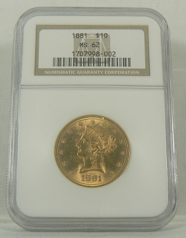 1881 $10 Liberty Head Gold Eagle - NGC MS 62