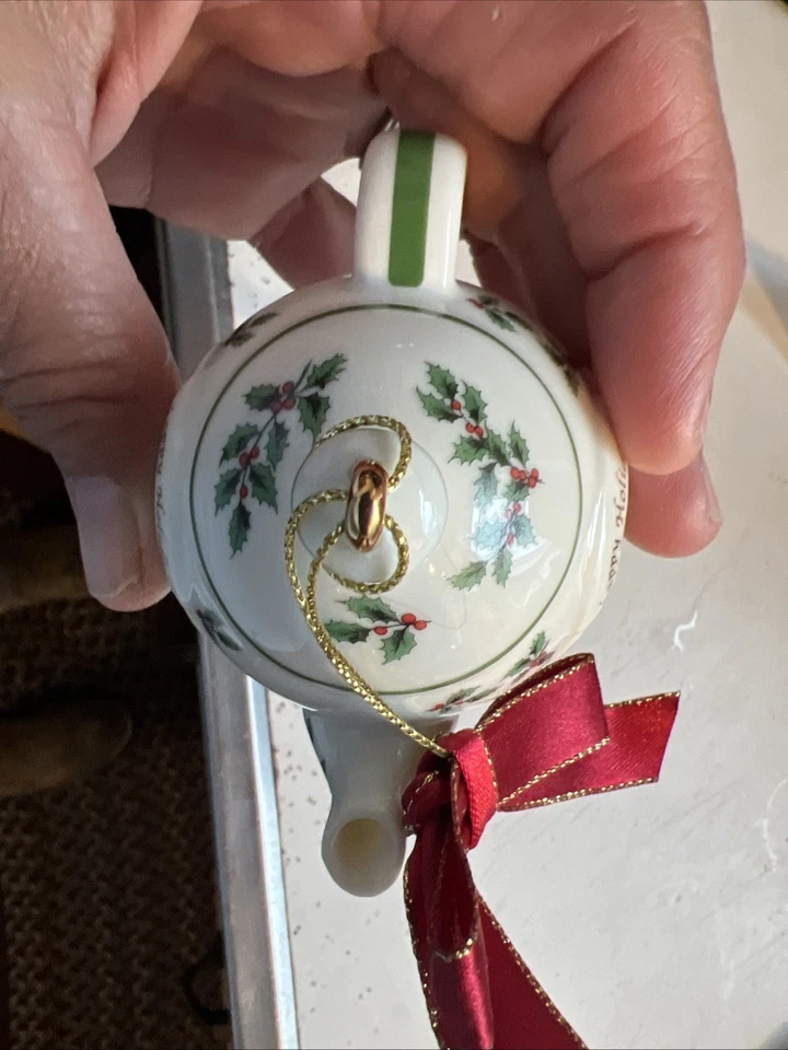 Navidad Spode Felices Fiestas Miniatura Tetera Adorno Foto 4 de 4