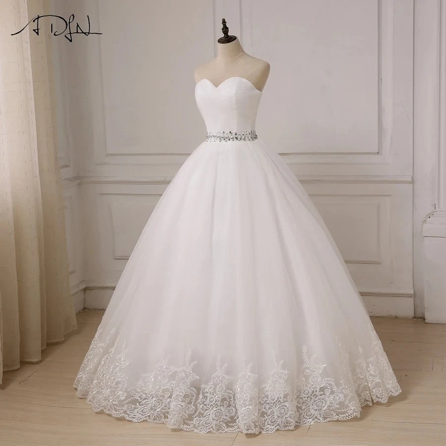 Sweetheart A-line Wedding Dresses Lace Sleeveless Ivory/White Floor Length - Image 4 of 4