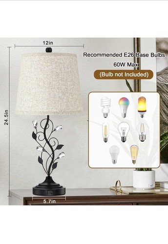 24.5in Farmhouse Table Lamps for Living Room Set of 2, Rustic Lamps for Bedro... - Picture 6 of 11