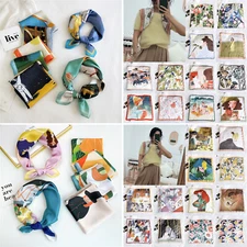 Women's Square Silk Satin Large Scarf Wrap Printing Shawl Stole Scarves 53*53cm