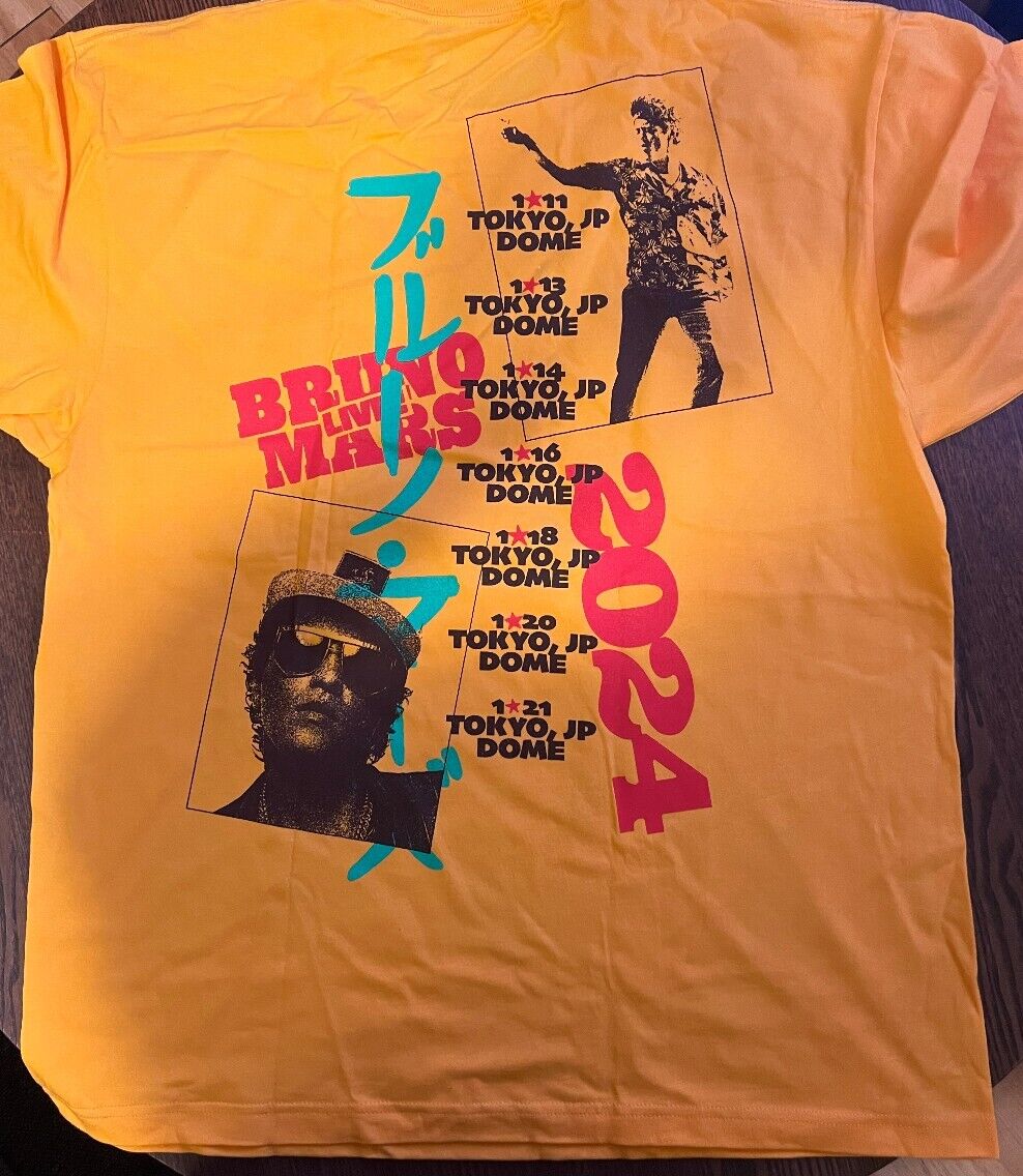 Bruno Mars Tokyo Dome Tour T-shirt XL Size Official Live Bruno Mars Tokyo Dome Tour T-shirt XL Size Official Live