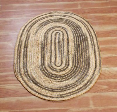 Main Tressé Ovale Jute Naturel Tapis Vivant Chambre Décor Maison Moderne 4x6 - Photo 1/4