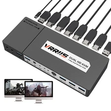 2 Port HDMI KVM Switch Dual Monitor 4K @ 60Hz 4:4:4, Keyboard Hotkey & Button