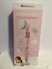 Brookstone 6 Piece Electric Body Bath Brush Set with 4 Spin Brush Heads SEALED