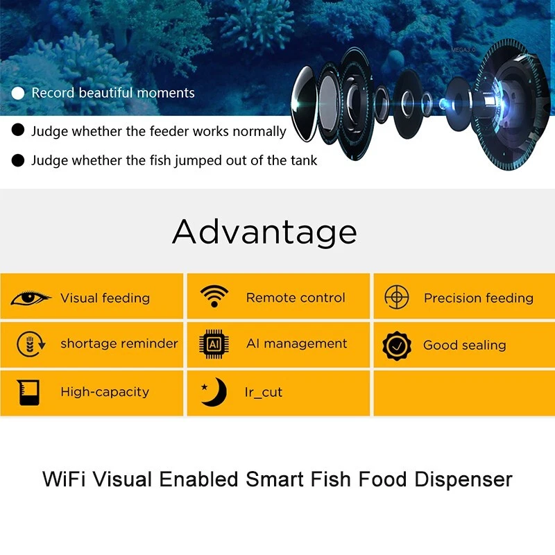 Smart Futterautomat Aquarium  Fische Futterspender mit HD Kamera,App-Steuerung - Bild 3 von 4