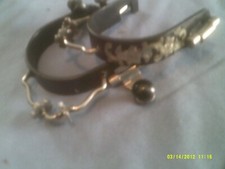 Spurs,Bumper Style with Rowel Floral Overlay Black